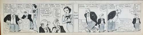 Russ Westover - Original strip for "Tillie the toiler". Cm. 58x14. Ink and colored pencil. Signed. Mint