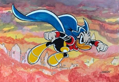 Julian Jordan - 1 Croquis en couleur - Paperinik Duck Avenger - "City Flight" | Catawiki