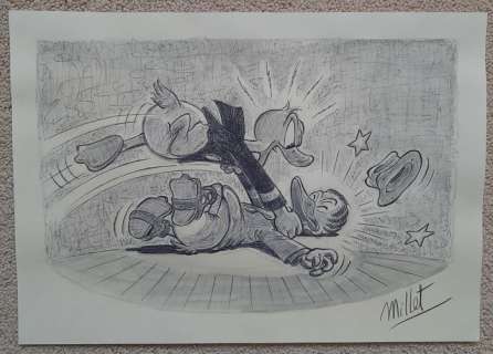 Millet Original preliminary drawing - Donald Duck and Gladstone Gander - 2021 | Catawiki