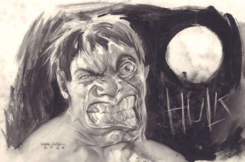 Dave Devries - Hulk Painted Art on Light Velum - Signed
