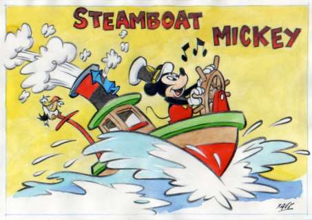 XAVI (Xavier Vives Mateu) - 1 Original drawing - Mickey Mouse - STEAMBOAT MICKEY - 2024 | Catawiki