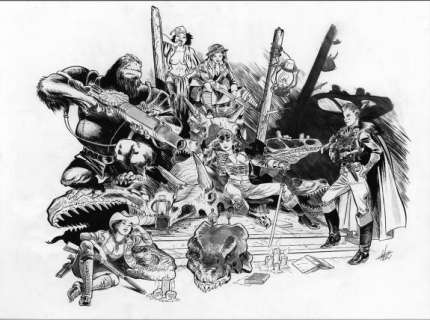 Eric Herenguel - La Reine et ses amazones, illustration originale - Artist‘s Edition T.1 - The Kong Crew