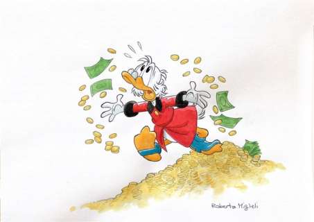 Roberta Migheli - 1 Original drawing - Uncle Scrooge - Zio Paperone in versione disperata - 2023 | Catawiki