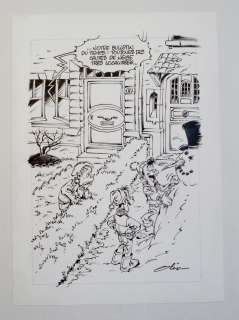 Olis | COUVERTURE SPIROU - PLANCHE ORIGINALE ENCRE SIGNE - L 18 H 25,5 | The Skull