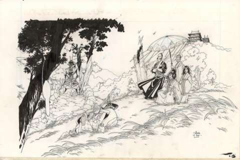 Hub | Couverture originale du coffret. Dessin contrecollé sur un support cartonné - Okko | Daniel Maghen