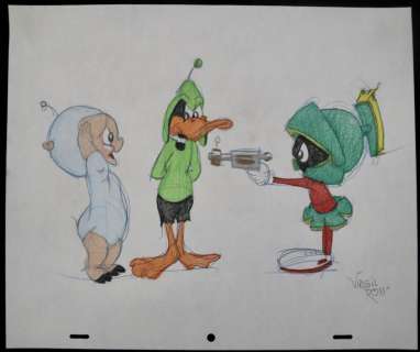 Virgil Ross Original Illustration Duck Dodgers Signed | Animazing Gallery