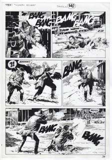 Miguel Angel Repetto - Tavola originale per TEX 545 ‘Fuga dal grande Nord’. Cm. 28,5 x 41. Anno di esecuzione 2006. Pag. 34 (al margine è scritto tavola 140 perché la storia inizia sul Tex 544).  Il supporto, come sempre in Repetto, è un cartoncino glossy.