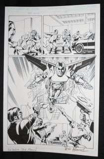 Bob Almond | Red Wing #1 P.3 - Flying Hero in Suit Splash - Blue Line Ink Art Only of Sal Velluto Pencils - Signed | Anthony’s Comic Book Art