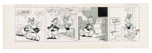 â€œDONALD DUCKâ€ 1960 DAILY COMIC STRIP ORIGINAL ART W/DONALD & DAISY BY AL TALIAFERRO. | Hake’s
