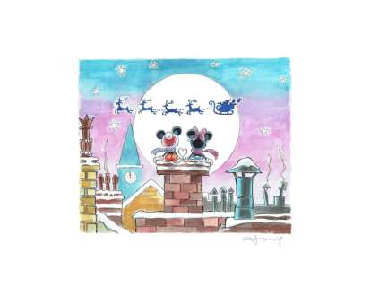 Fernandez, Tony | Original drawing   - Mickey Mouse and Minnie  - Disney Art X-Mas | Catawiki