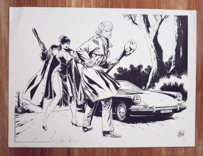 Oosterveer, Minck - 1 Original drawing - Hommage à Ric Hochet - Les Signes de la peur - 2010 | Catawiki