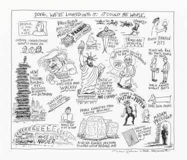 (CARTOON) RICK MEYEROWITZ and MAIRA KALMAN. "2016. We’ve Looked into it. It Could be Worse." | Swann Galleries