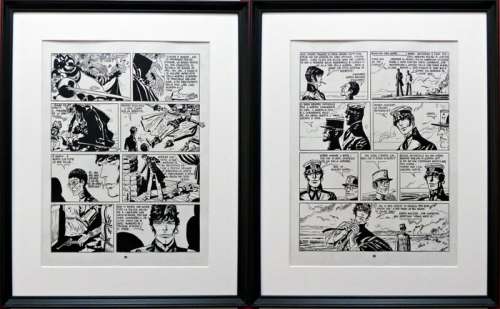 Pratt, Hugo - 2 Pages consécutives - Version originale du film - Corto Maltese - Burlesca e No tra Zuydcoote e Bray-Dunes | Catawiki