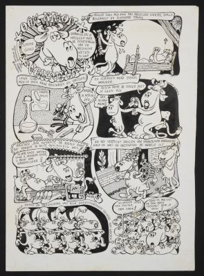 Evert Geradts - Oom Simon Vertelt (early 1970s). Ink over pencil on Bristol board with an image area of 32 x 46 cm.…