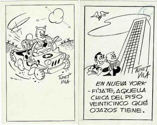 The Ink Archive | 2 original drawings – Humor – Tunet Vila | Origin Of Comics