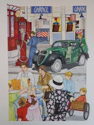 Ghigliano, Cinzia - 1 Original colour page - Io c’ero: 1936 Fiat La Topolino | Catawiki