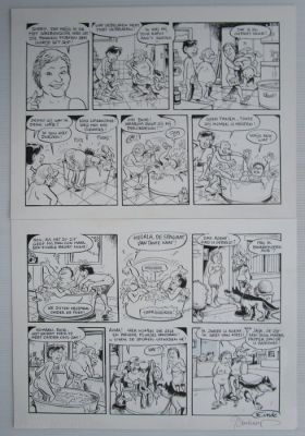 Bosschaert, Jan - 1 Original page - De Geverniste vernepelingskes - Tante Kaat - Plaat 2 | Catawiki