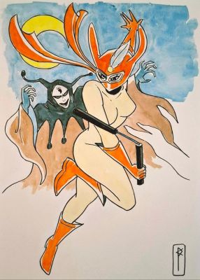 Pablo Cadilla - 1 Original colour drawing - Kekko Kamen - Kekko Kamen tribute - 2025 | Catawiki