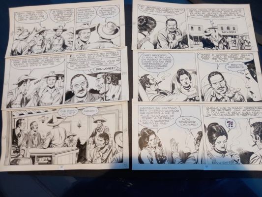 Letteri, Guglielmo - 2 tableaux originaux - Tex - Arizona n. 140 pag. 38 e pag. 61 - 1972 | Catawiki