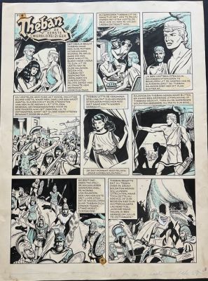 Bert Bus Original drawing - Theban - Theban De Eerste Wereldreiziger - originele pagina in inkt - 1957 | Catawiki