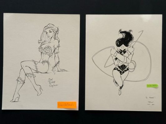 Declan Shalvey - Elias Chatzoudis - 2 Original drawing - Wonder Woman - Poison Ivy | Catawiki