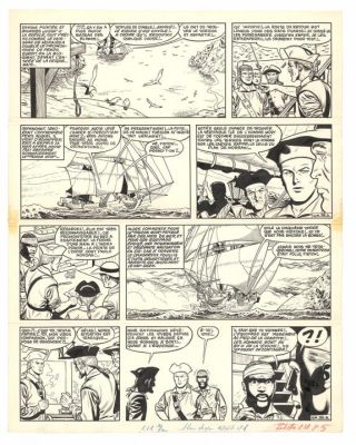 Victor Hubinon | Planche originale n°36, publiée dans Pilote n°212 - L’Île de l’homme mort - Barbe-Rouge | Daniel Maghen