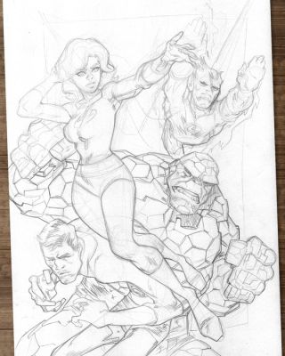 Domenech, Sergi Œuvre originale - Fantastic Four – Original Preliminary Cover Pencil Artwork | Catawiki