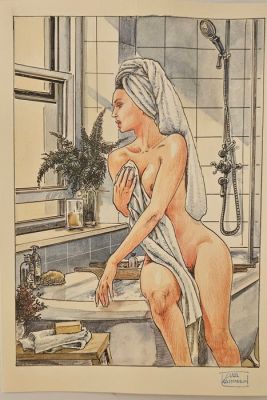 Luca Raimondo - 1 Original drawing - Luca Raimondo - Bathroom - 2026 | Catawiki