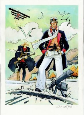 Formosa, Gil - 1 Original colour drawing - Corto Maltese Fokker DR1 | Catawiki
