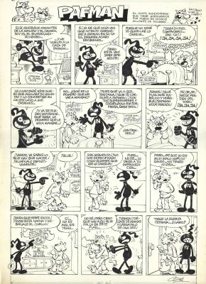 Joaquín Cera | Pafman: El suero esclavizador – 2 original pages + magazine Super Mortadelo #43 – Cera | Origin Of Comics