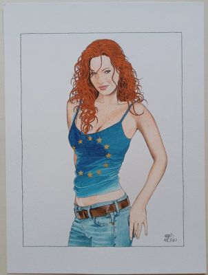 Milano, Mario - 1 Original colour drawing - Union Européenne - 2002 | Catawiki