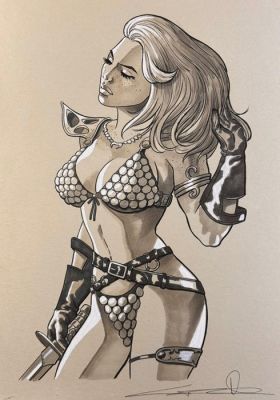 Candita, Giuseppe - 1 Original colour drawing - Red Sonja - Beautiful - 2026 | Catawiki
