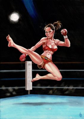 Gürsel, Gürçan - 1 Original colour drawing - Pin Up - Kickboxer - 2026 | Catawiki
