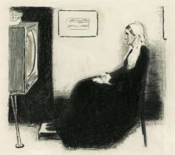 (THE NEW YORKER.) GARRETT PRICE. Whistler’s Mother watching TV. | Swann Galleries