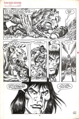 The Savage Sword of Conan 151- 21 - tavola originale 43x29 cm- china su carta | Love Original Art