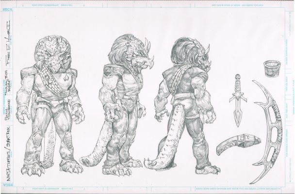 Freddie E. Williams II | TMNT / Star Trek TNGWarf (Tricereton Zog)NECA Pencil design / study 17×11 | Freddie E. Williams II