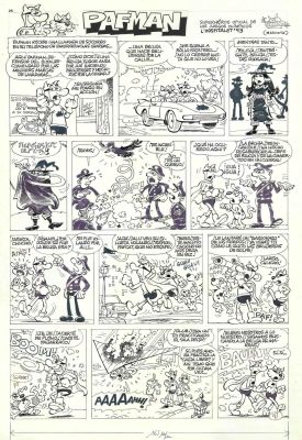 Joaquín Cera | 2 original pages / Pafman: La Bruja + book «Lo mejor de Pafman» (dedicated) – Cera | Origin Of Comics