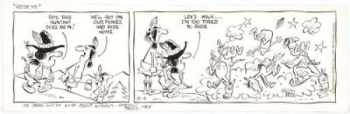Gordon Bess Redeye Daily Comic Strip Original Art dated 10-4-68 (King Features Syndicate, 1968). Hunting isn‘t -