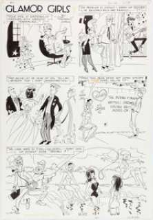 Don Flowers Glamor Girls Comic Strip Illustration Original Art (King Features Syndicate, c. 1950-60s). It is - | Heritage