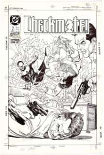 Gil Kane Checkmate #2 Cover Original Art (May, 1988). A Checkmate Knight busts through the window on this - | Heritage