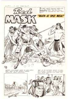 Frank Bolle Red Mask #44 Complete 6-Page Story Original Art (Magazine Enterprises, 1954). Right on the dividing - | Heritage
