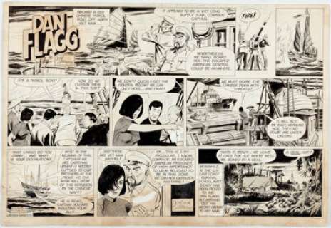 Don Sherwood Dan Flagg Sunday Comic Strip Original Art dated 10-16-66 (Bell-McClure Syndicate, 1966). ...