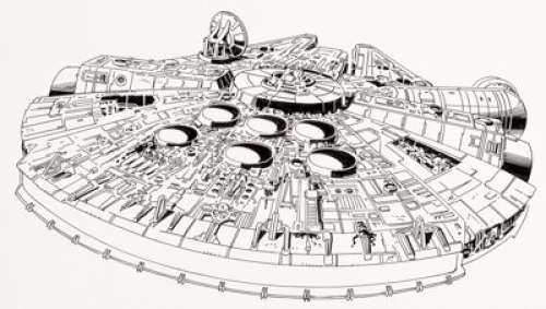 Rick Hoberg Star Wars Millennium Falcon Licensing/Style Guide Illustration Original Art (undated). ... | Heritage