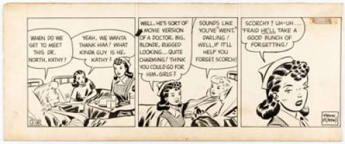Frank Robbins Scorchy Smith Partial Daily Comic Strip Original Art dated 2-18-44 (Associated Press Syndicate, 1944... | Heritage