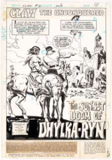  - Ernie Chan Claw the Unconquered #6 Splash Page 1 Original Art (DC, 1976)....