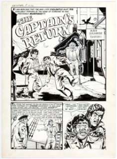  - Tom Hickey Chamber of Chills Magazine #9 Splash Page for Pre-Code Horror Story "The Captain‘s Return" Original Art...
