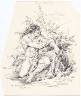 Roy Krenkel - "A Neanderthal Hunter" Illustration Original Art (c. 1950-60s).... | Heritage