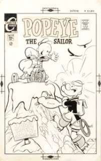 George Wildman Popeye the Sailor #97 Cover Original Art (Charlton, 1969). Swee‘Pea gets the jump on Popeye, at -