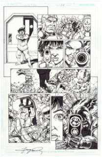George Perez World’s Finest #9 Story Page 6 Original Art (DC Comics, 2013). Armored mercenaries are tracking Power - | Heritage