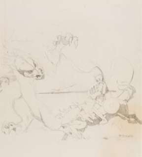 Jeff Jones - Dragon and Warrior Drawing Original Art (undated).... | Heritage